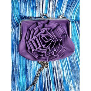 NWT Ashley Evening‎ Formal Rose Purse Purple Women's Finger Paints Chain Strap